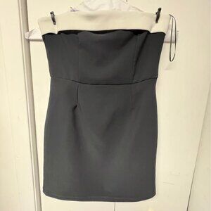 Worn once & dry cleaned. Edikted Medium Black strapless mini dress white trim